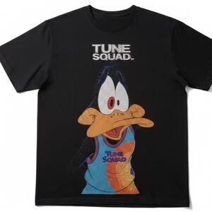 Tune Squad Mens 2XL Black Daffy Duck Space Jam DeKryptic Rhinestones Tee Shirt